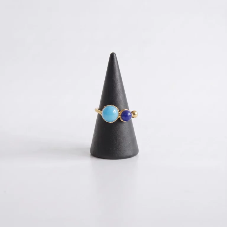 Bague perles bleu foncé et clair