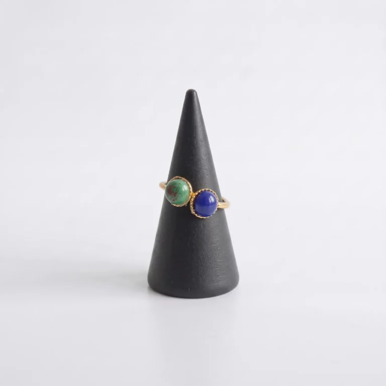 Bague duo perle bleu